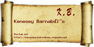 Kenesey Barnabás névjegykártya